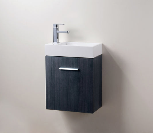 Bliss 18" Gray Oak Wall Mount Modern Bathroom Vanity