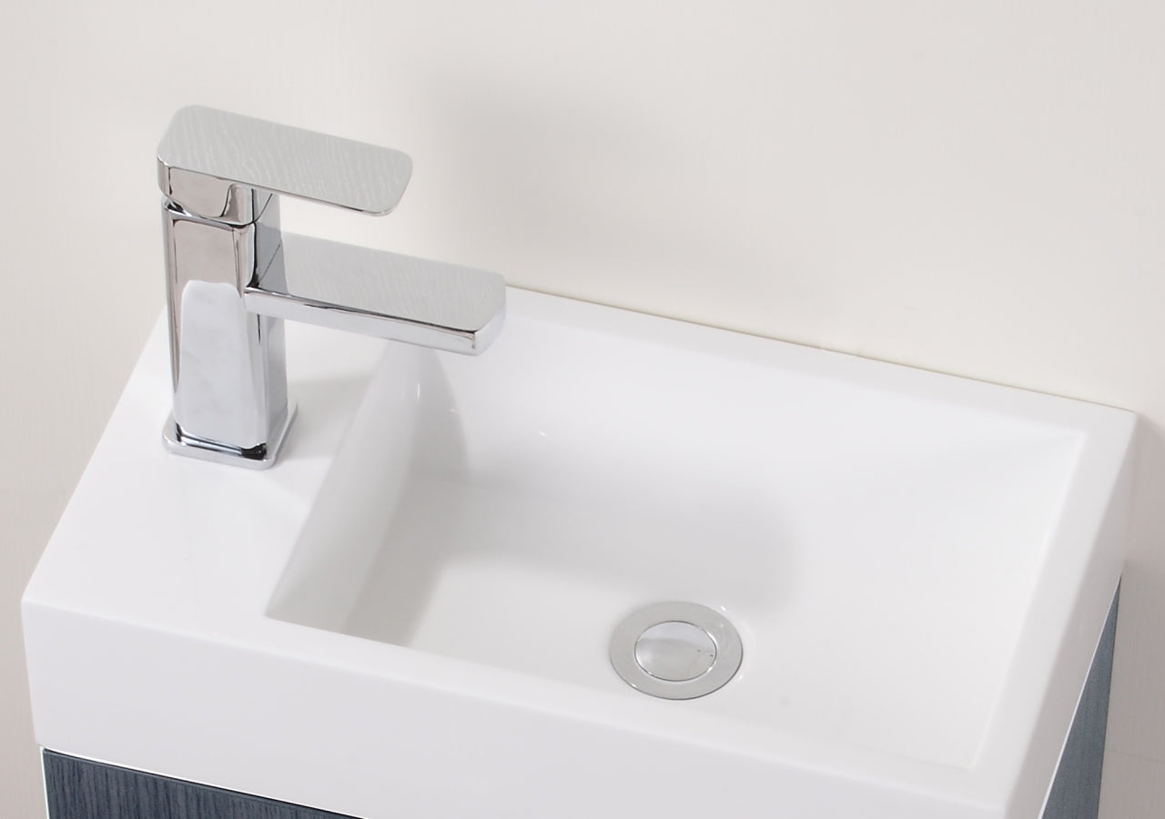 Bliss 18" Gray Oak Wall Mount Modern Bathroom Vanity