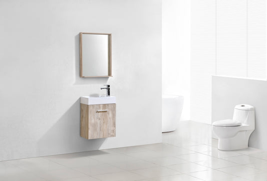 Bliss 18" Nature Wood Wall Mount Modern Bathroom Vanity