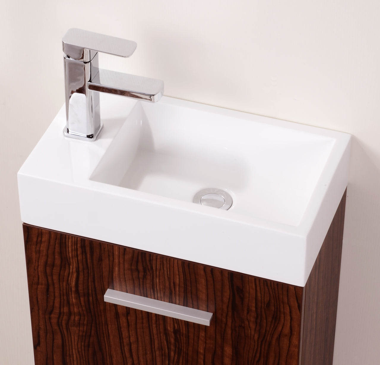 Bliss 18" Walnut Wall Mount Modern Bathroom Vanity