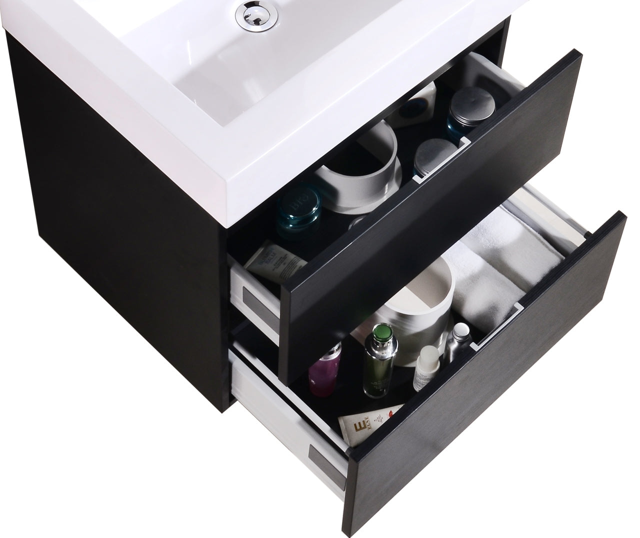 Bliss 24" Black Wall Mount Modern Bathroom Vanity