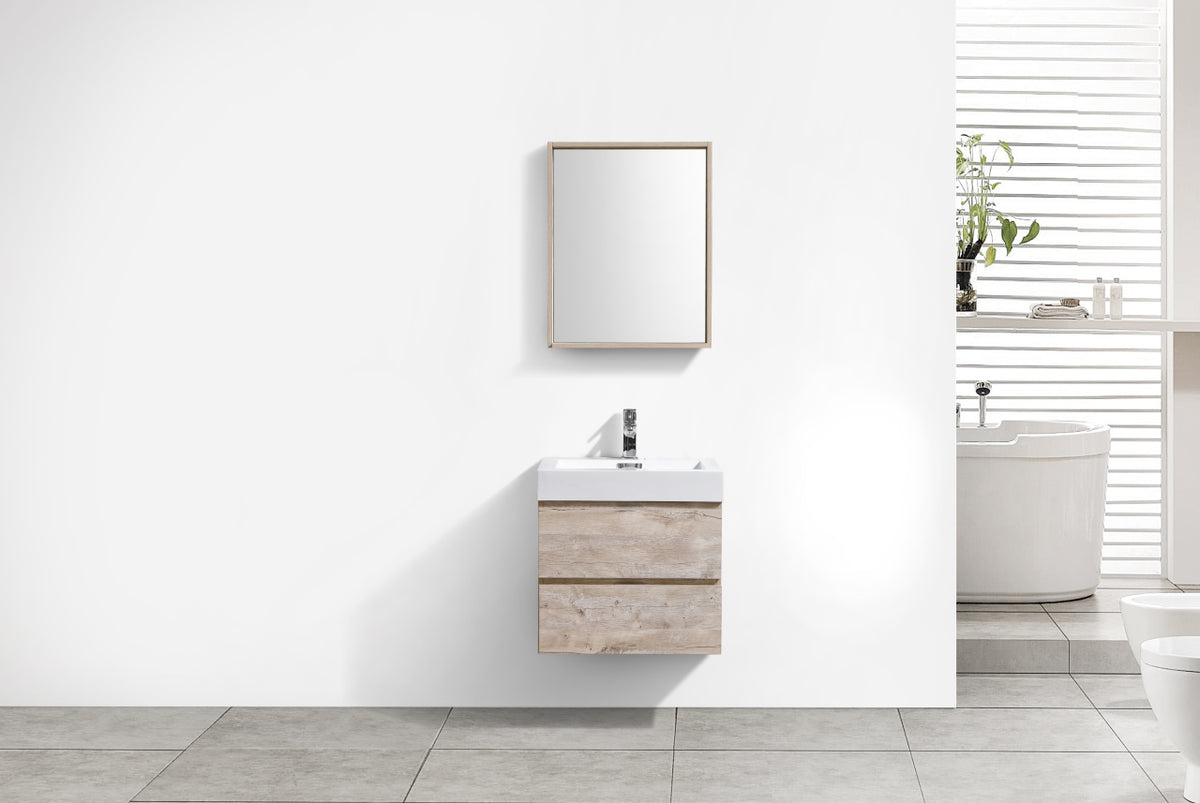 Bliss 24" Nature Wood Wall Mount Modern Bathroom Vanity