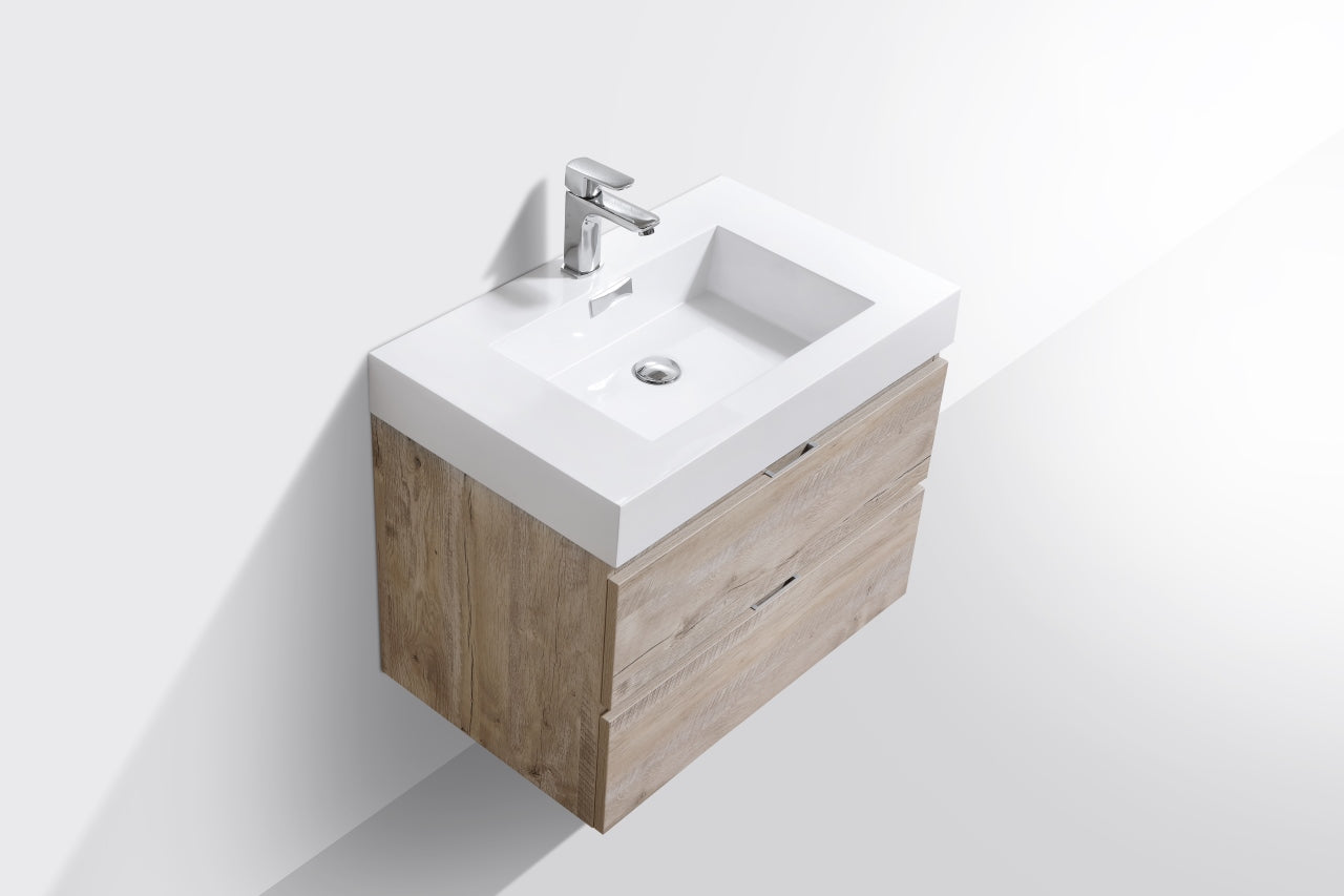 Bliss 30" Nature Wood Wall Mount Modern Bathroom Vanity