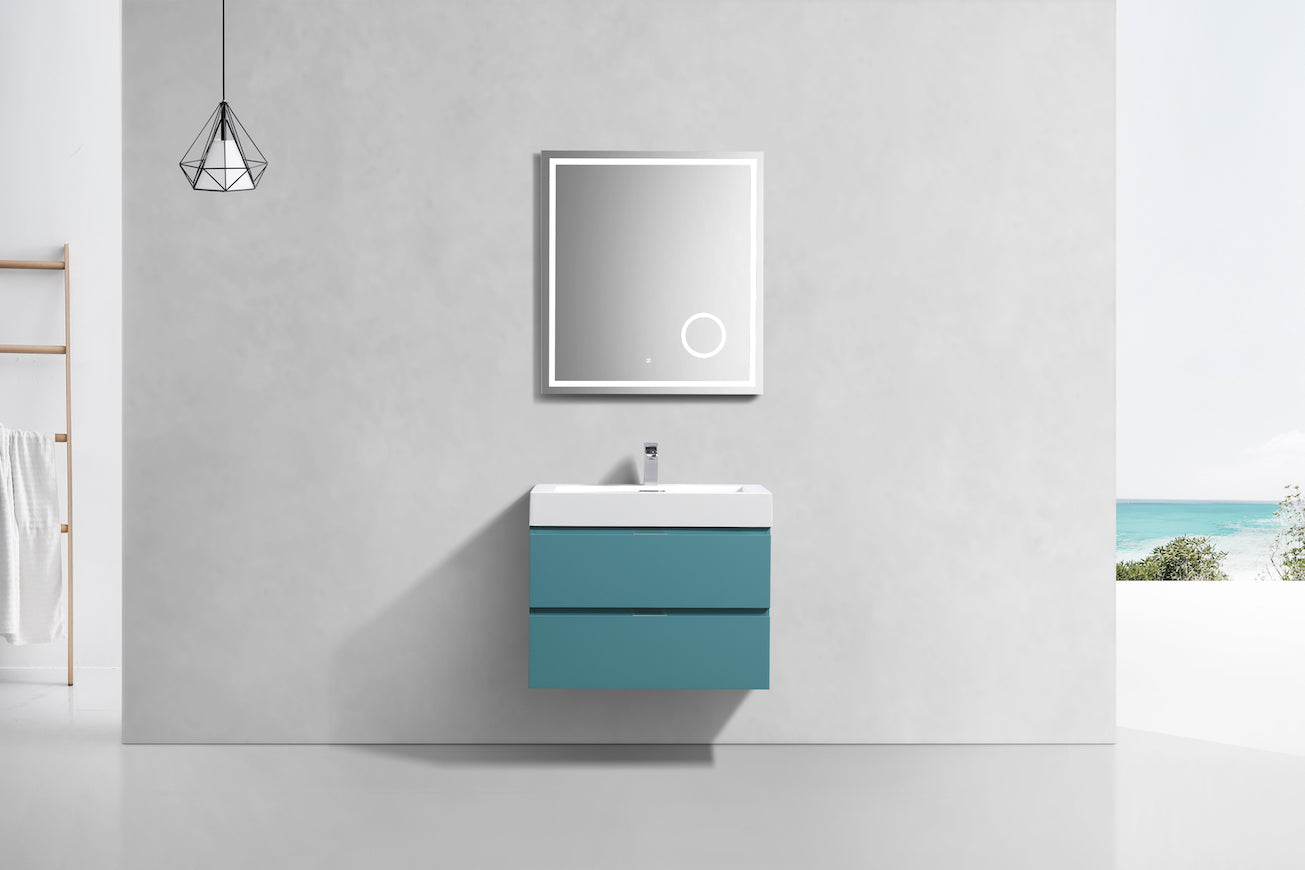 Bliss 30" Teal Green Wall Mount Modern Bathroom Vanity