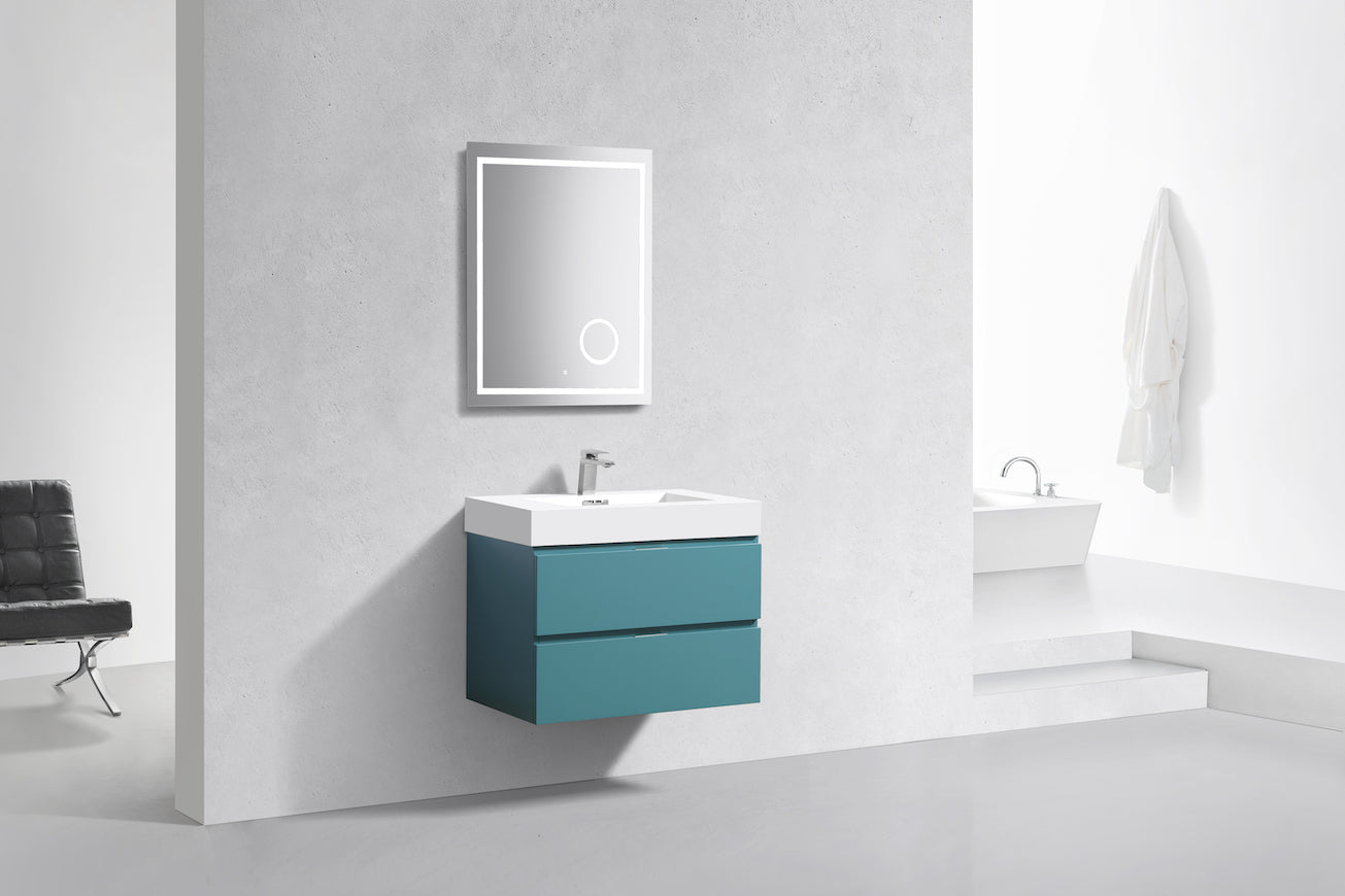 Bliss 30" Teal Green Wall Mount Modern Bathroom Vanity