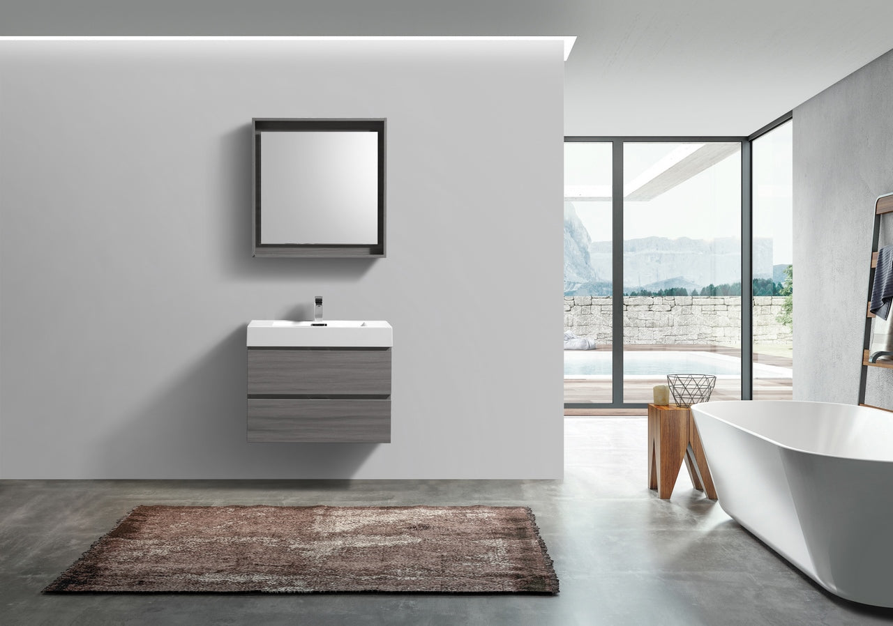 Bliss 30" Vulcan Ash Grey Wall Mount Modern Bathroom Vanity