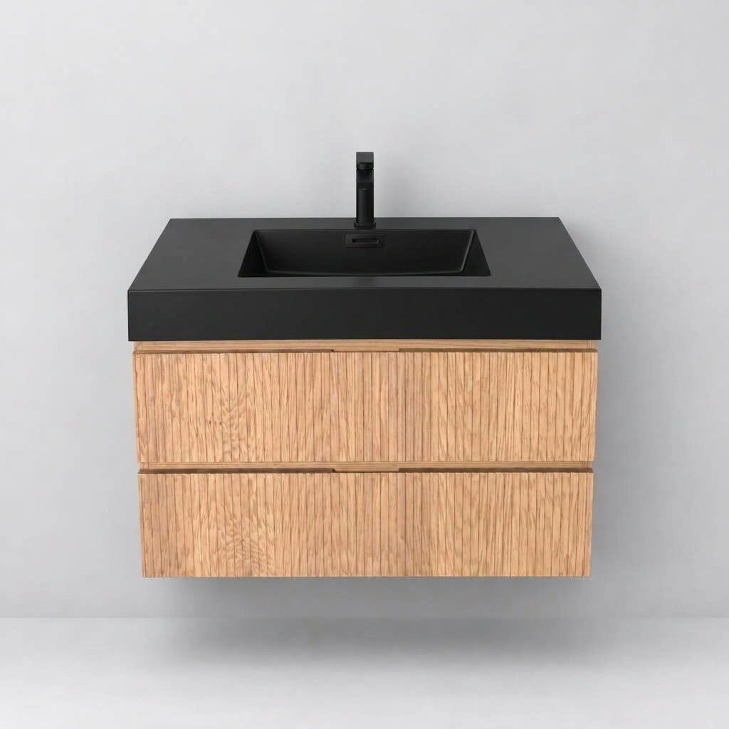 Bliss 36" Fluted Oakwood Single Sink Wall Mount Vanity - ETA Later Sept