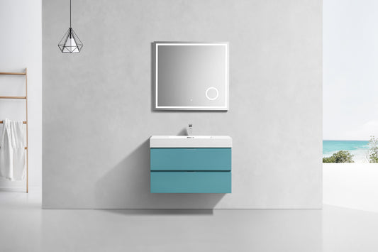 Bliss 36" Teal Green Wall Mount Modern Bathroom Vanity