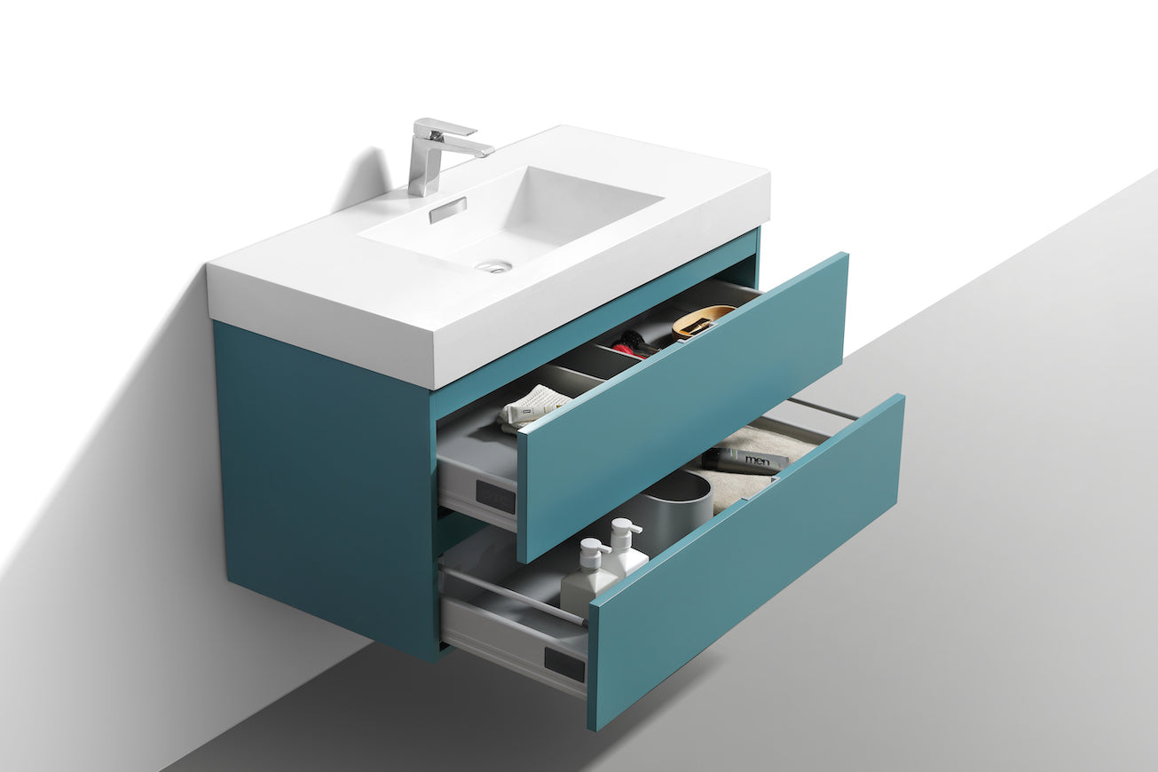 Bliss 40" Teal Green Wall Mount Modern Bathroom Vanity