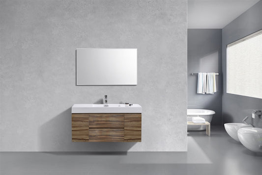 Bliss 48" Danish Teak Wall Mount Single Sink Modern Bathroom Vanity