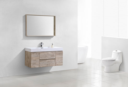 Bliss 48" Nature Wood Wall Mount Single Sink Modern Bathroom Vanity