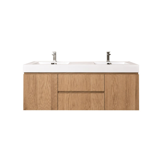 Bliss 60" Fluted Oakwood Double Sink Wall Mount Vanity - ETA Late Sept