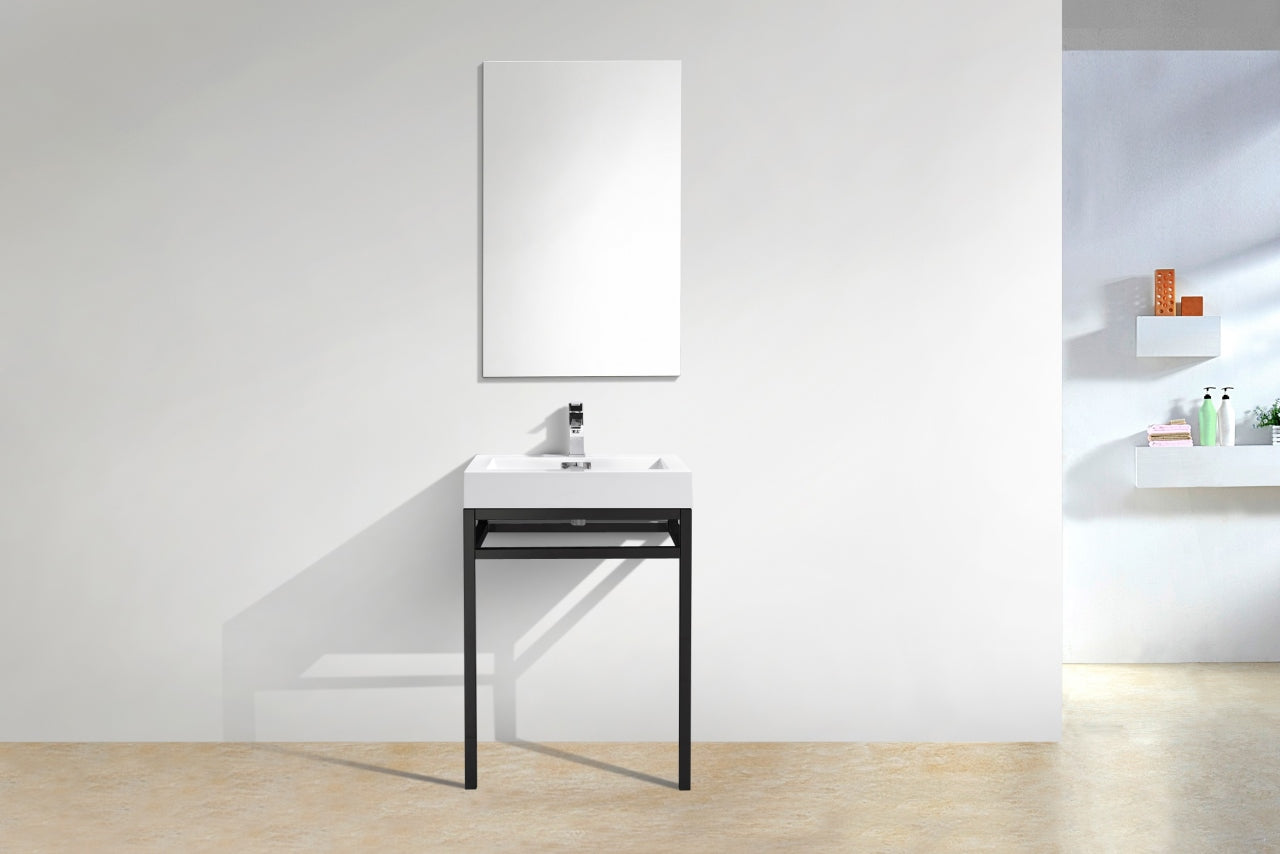 Haus 24" Stainless Steel Console w/ White Acrylic Sink Matte Black