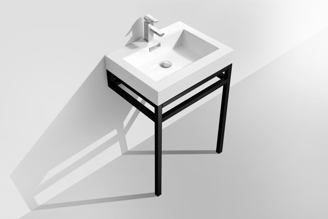 Haus 24" Stainless Steel Console w/ White Acrylic Sink Matte Black