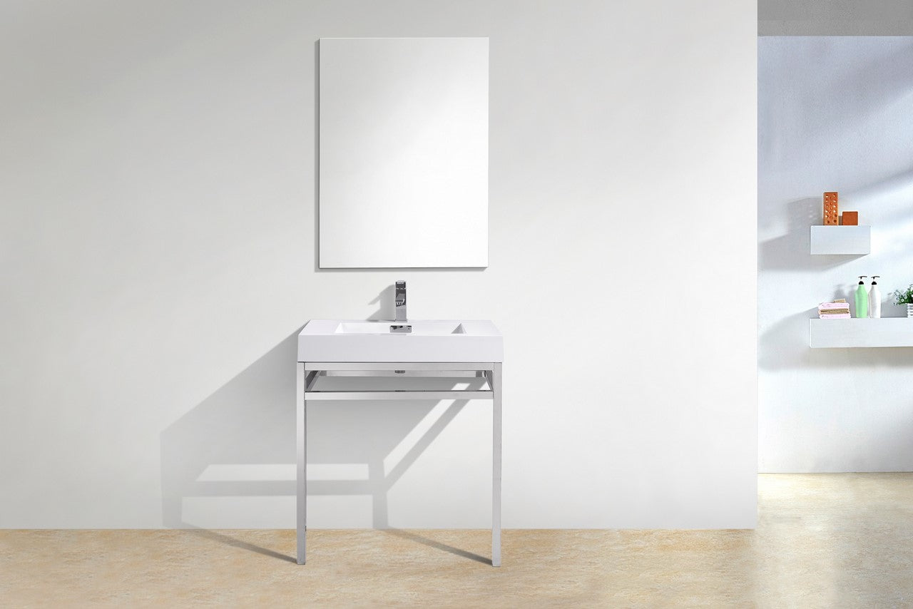 Haus 30" Stainless Steel Console w/ White Acrylic Sink Chrome
