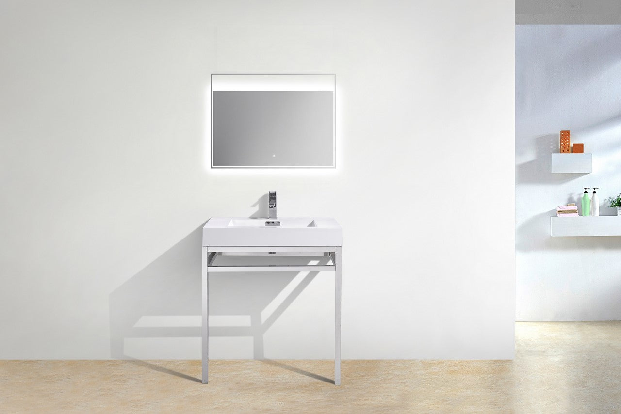 Haus 30" Stainless Steel Console w/ White Acrylic Sink Chrome