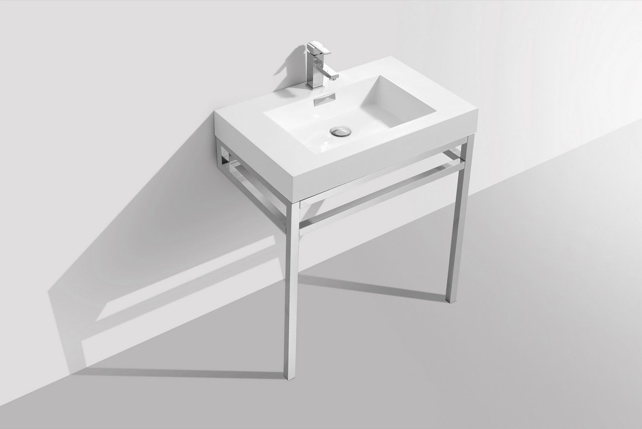 Haus 30" Stainless Steel Console w/ White Acrylic Sink Chrome