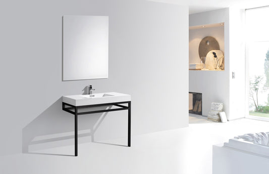 Haus 40" Stainless Steel Console w/ White Acrylic Sink Matte Black