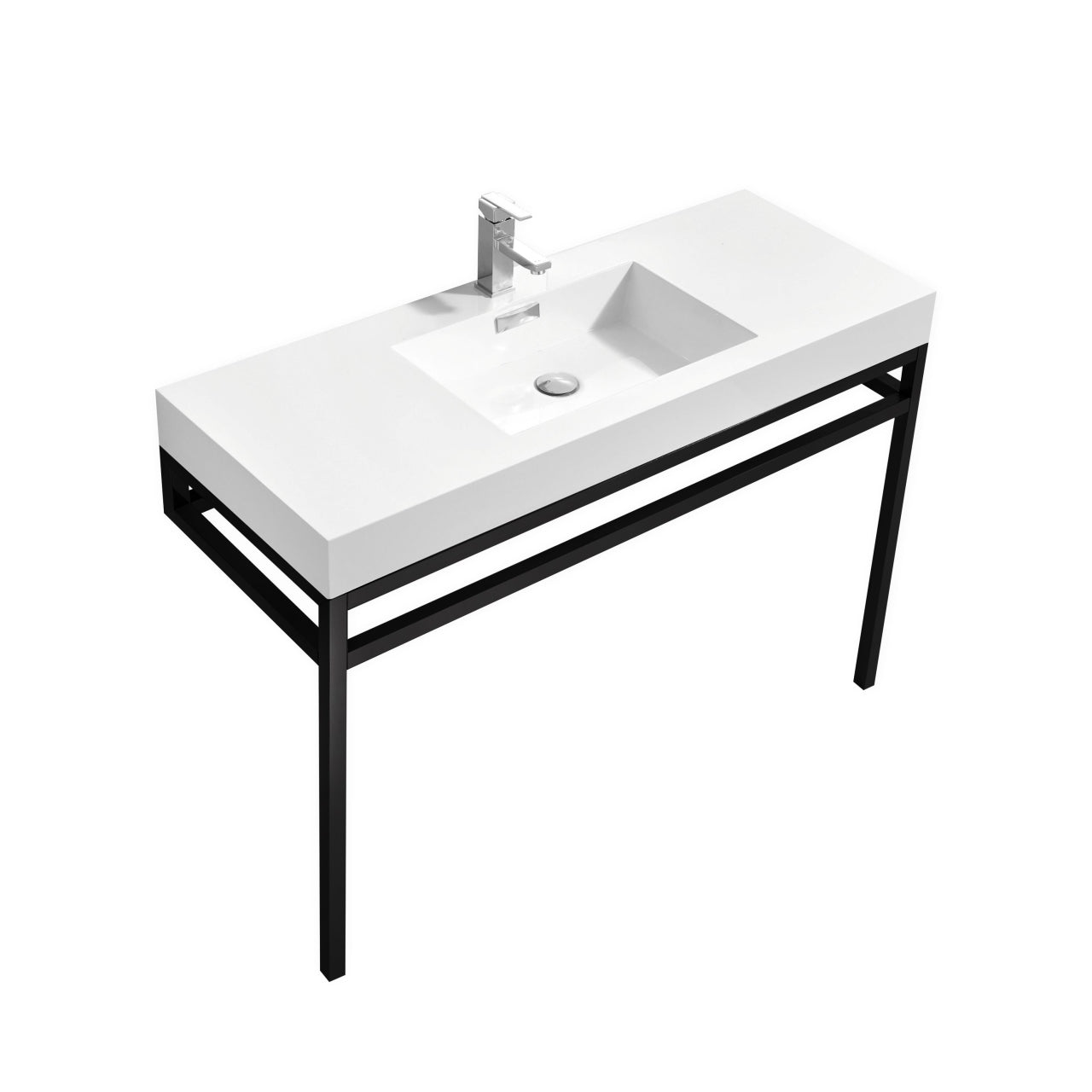 Haus 48" Stainless Steel Console w/ White Acrylic Sink Matte Black