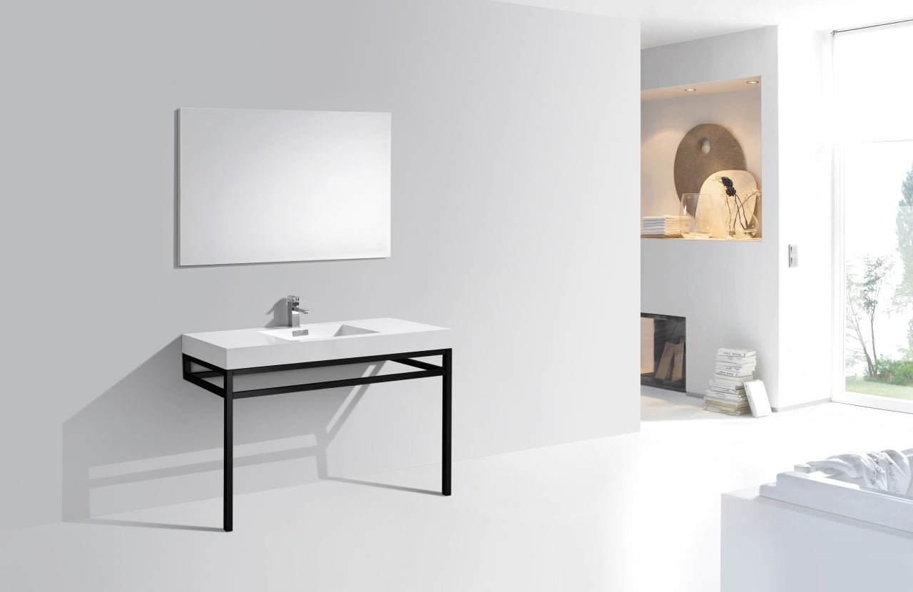 Haus 48" Stainless Steel Console w/ White Acrylic Sink Matte Black