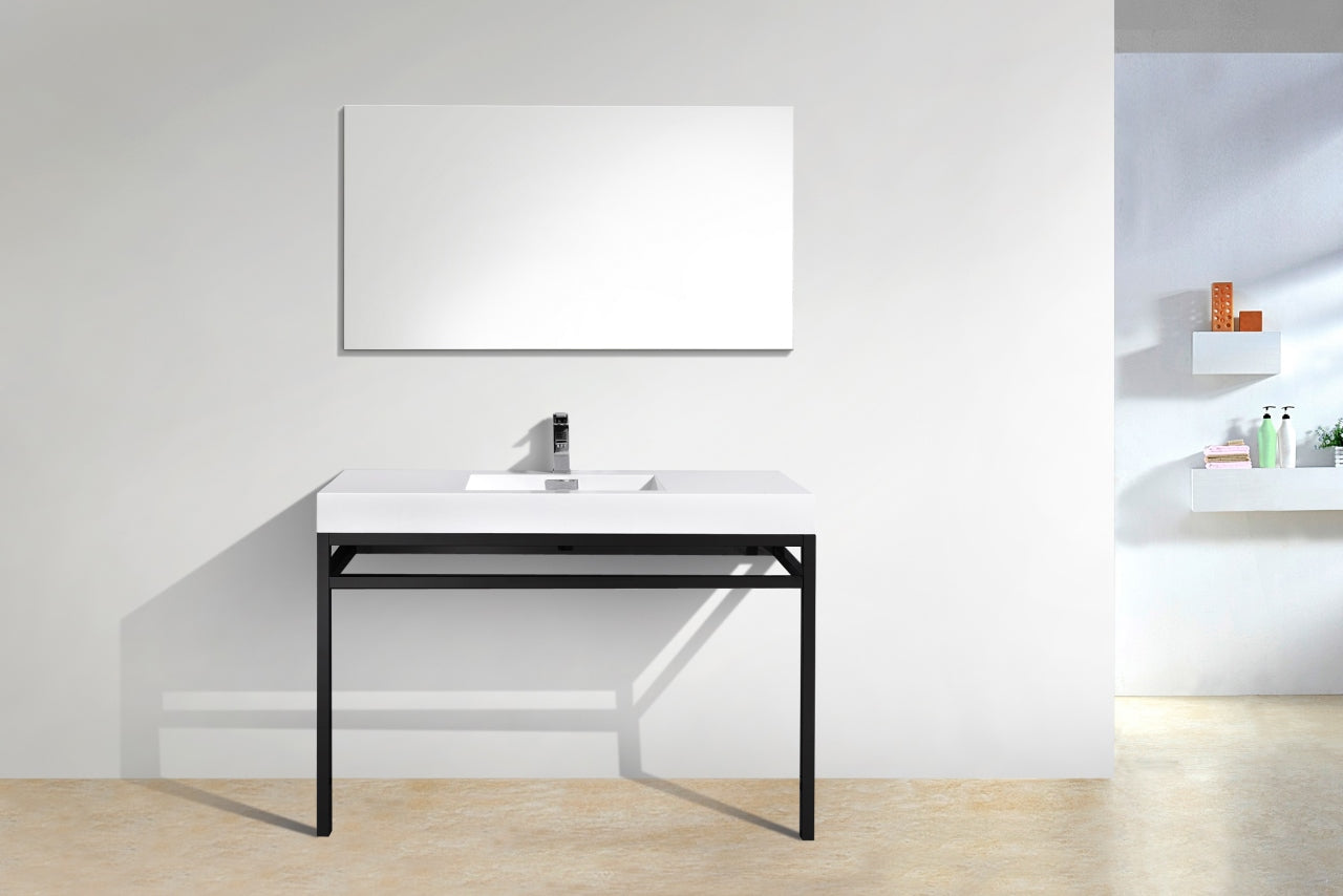 Haus 48" Stainless Steel Console w/ White Acrylic Sink Matte Black