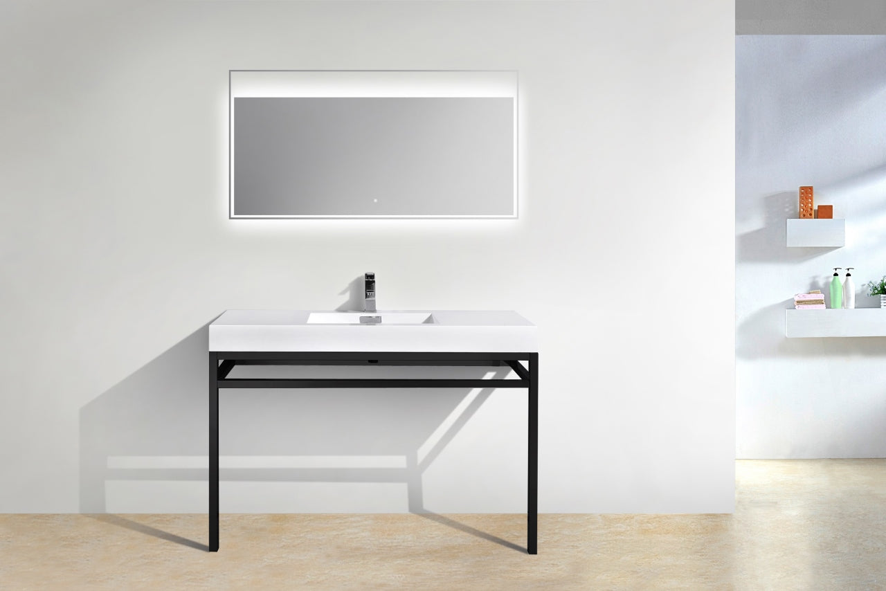 Haus 48" Stainless Steel Console w/ White Acrylic Sink Matte Black