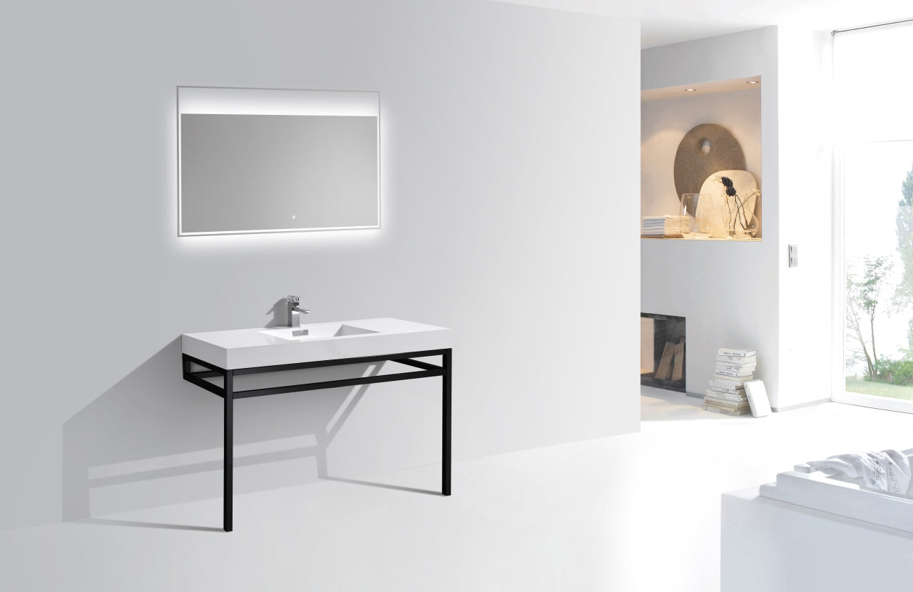 Haus 48" Stainless Steel Console w/ White Acrylic Sink Matte Black