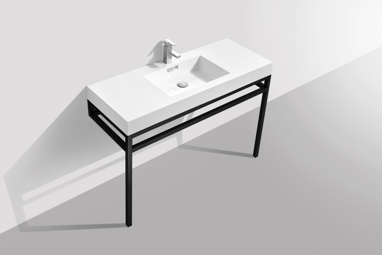 Haus 48" Stainless Steel Console w/ White Acrylic Sink Matte Black