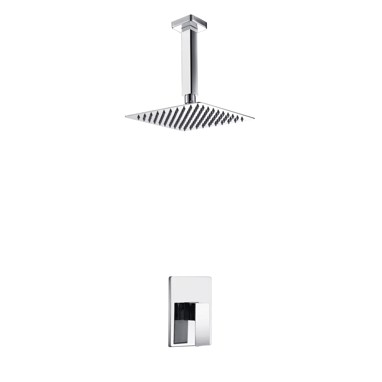 Aqua Piazza Shower Set w/ 12" Ceiling Mount Square Rain Shower Head Chrome
