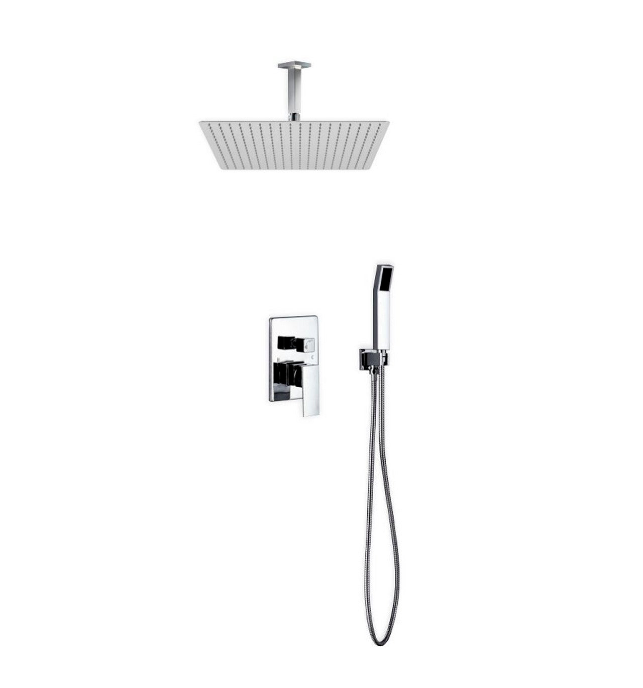 Aqua Piazza Shower Set w/ 20" Ceiling Mount Square Rain Shower and Handheld