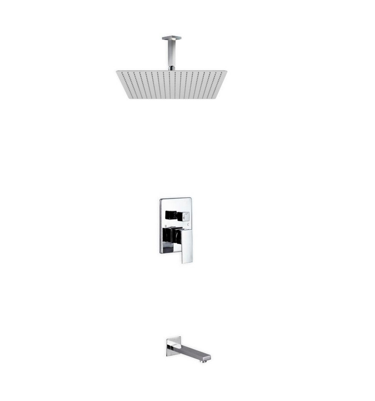 Aqua Piazza Shower Set w/ 20" Ceiling Mount Square Rain Shower and Tub Filler