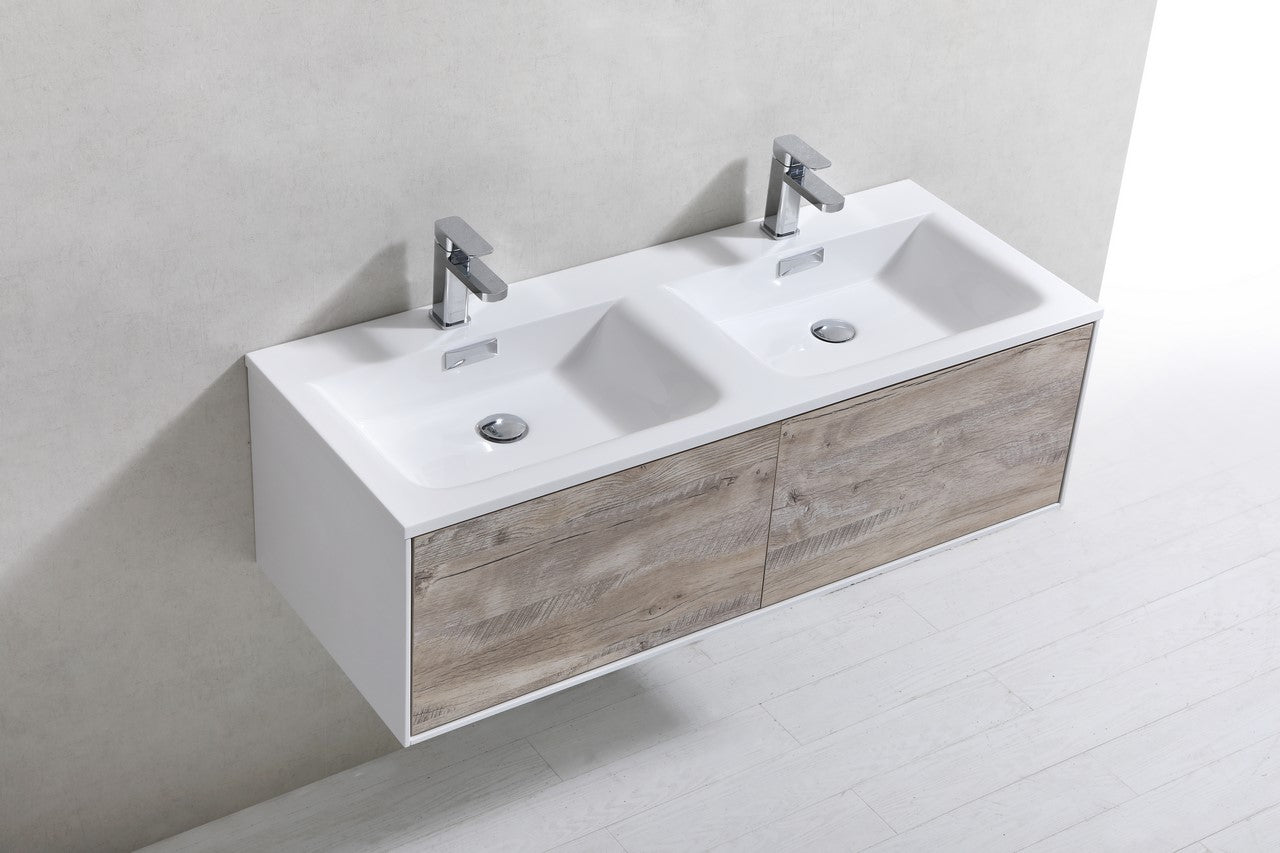 Divario 48" Nature Wood Wall Mount Modern Bathroom Vanity