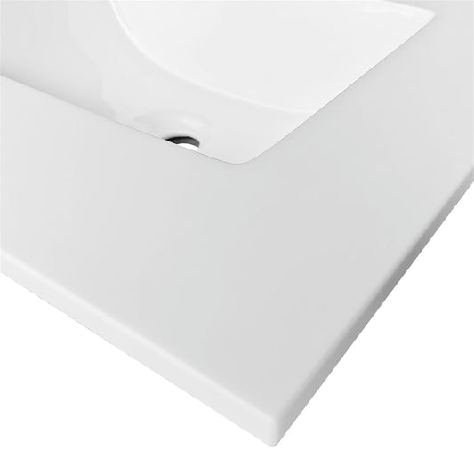 24'' x 22'' KubeBath White Quartz Counter-Top W/ Under-Mount Sink
