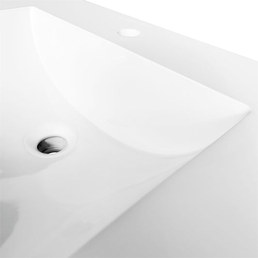 36'' x 22'' KubeBath White Quartz Counter-Top W/ Under-Mount Sink