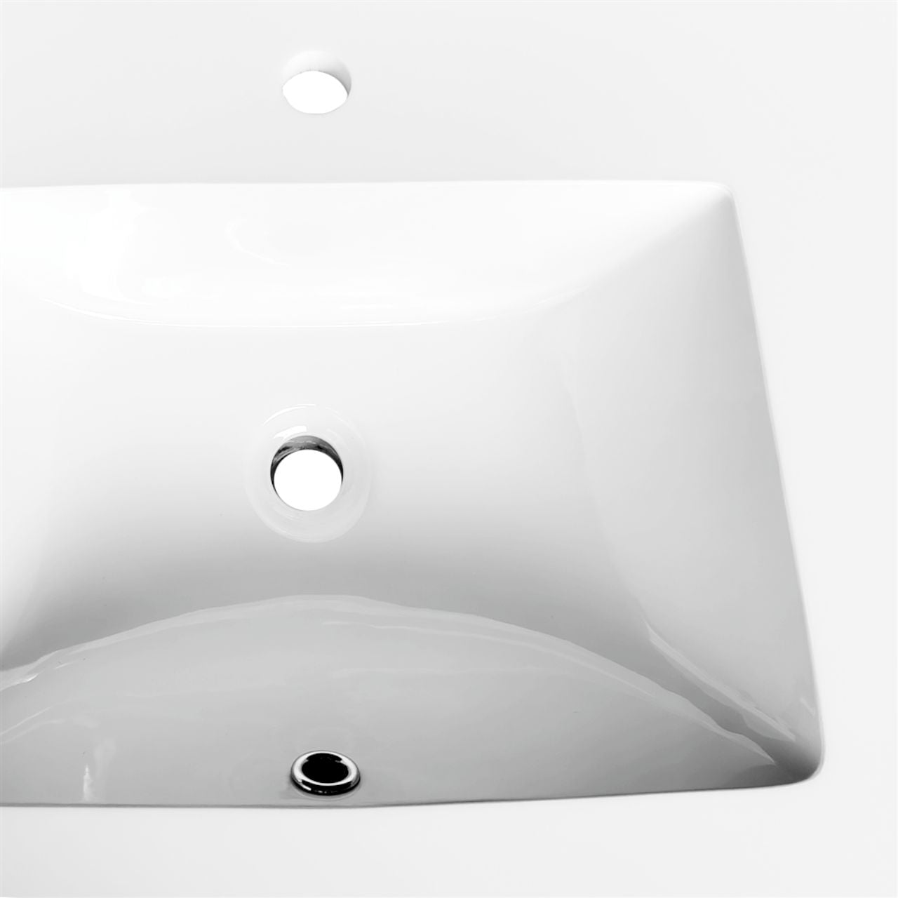 60'' x 22'' KubeBath White Quartz Counter-Top W/ Double Under-Mount Sink