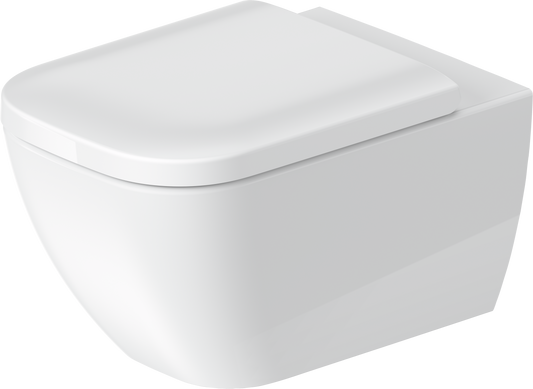 Duravit HAPPY Wall-Mounted Toilet Bowl w/ Soft Close Seat and Cover White