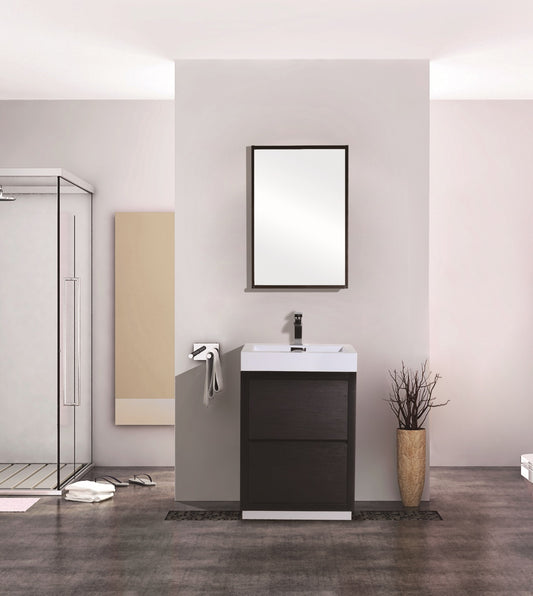 Bliss 24" Black Floor Mount Modern Bathroom Vanity