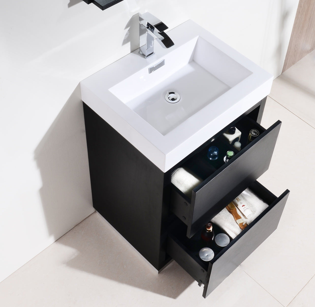 Bliss 24" Black Floor Mount Modern Bathroom Vanity