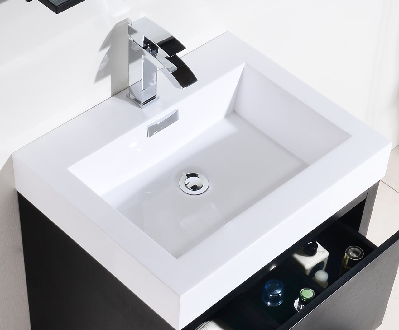 Bliss 24" Black Floor Mount Modern Bathroom Vanity
