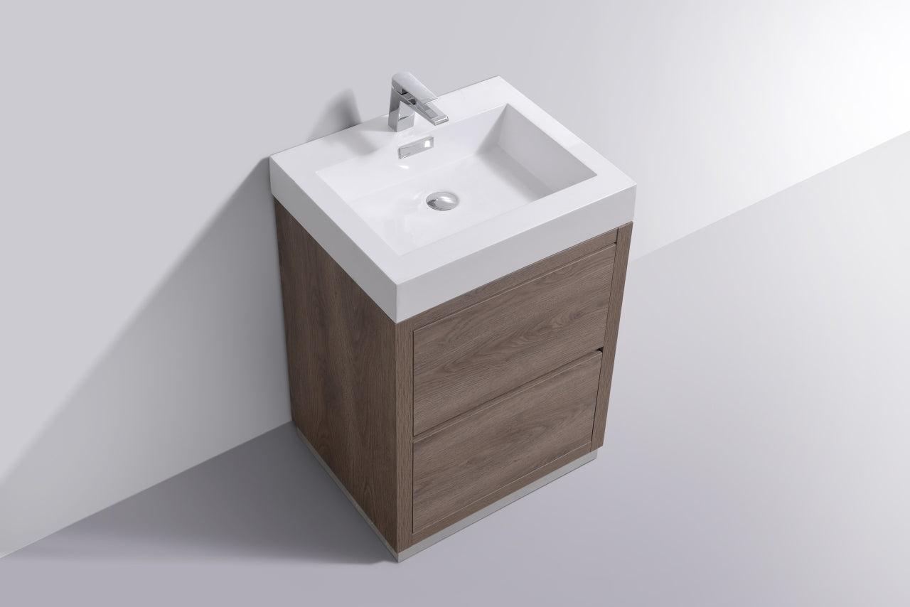 Bliss 24" Butternut Floor Mount Modern Bathroom Vanity