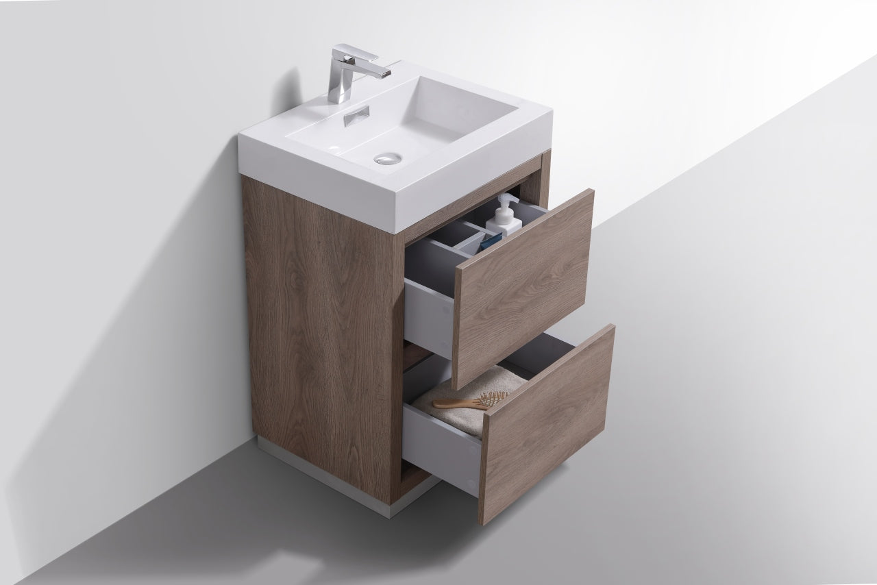 Bliss 24" Butternut Floor Mount Modern Bathroom Vanity