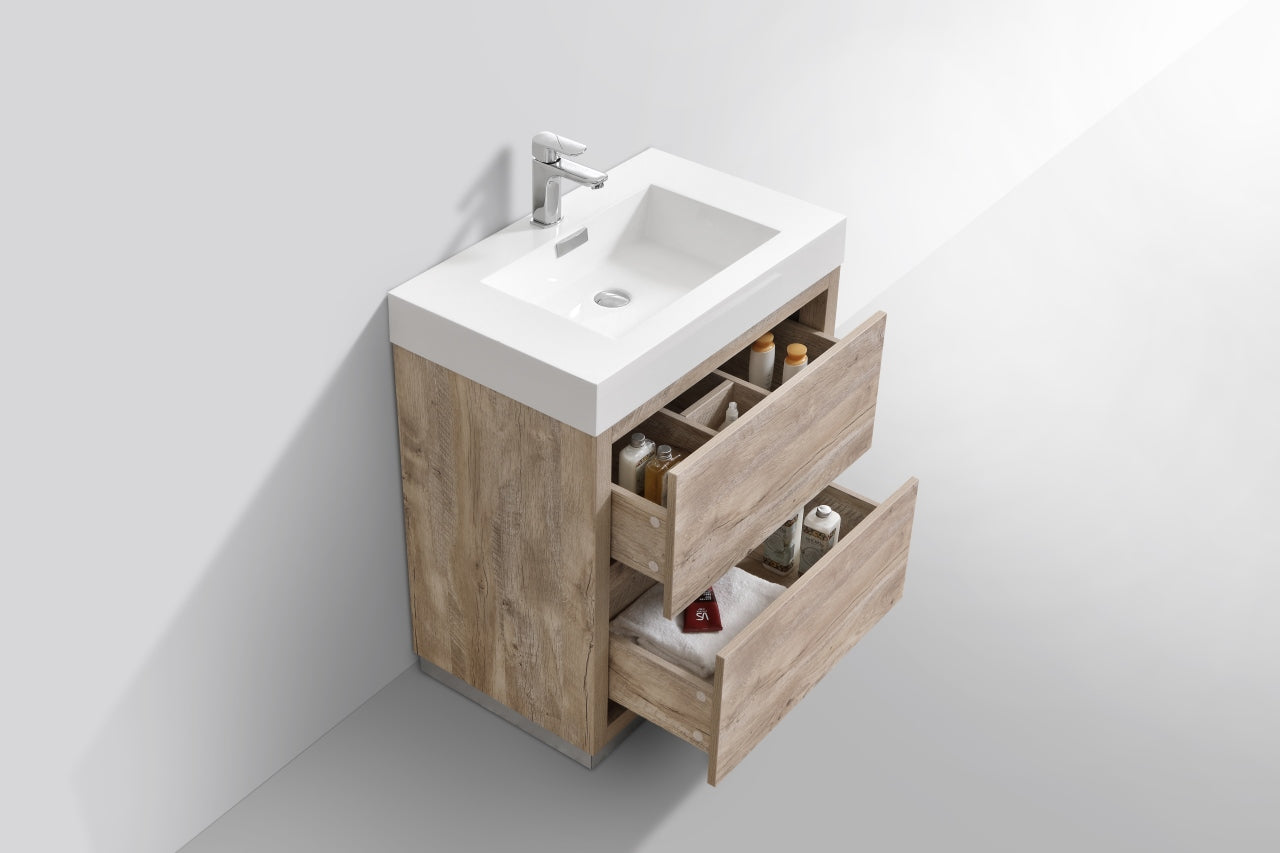 Bliss 30" Nature Wood Floor Mount Modern Bathroom Vanity