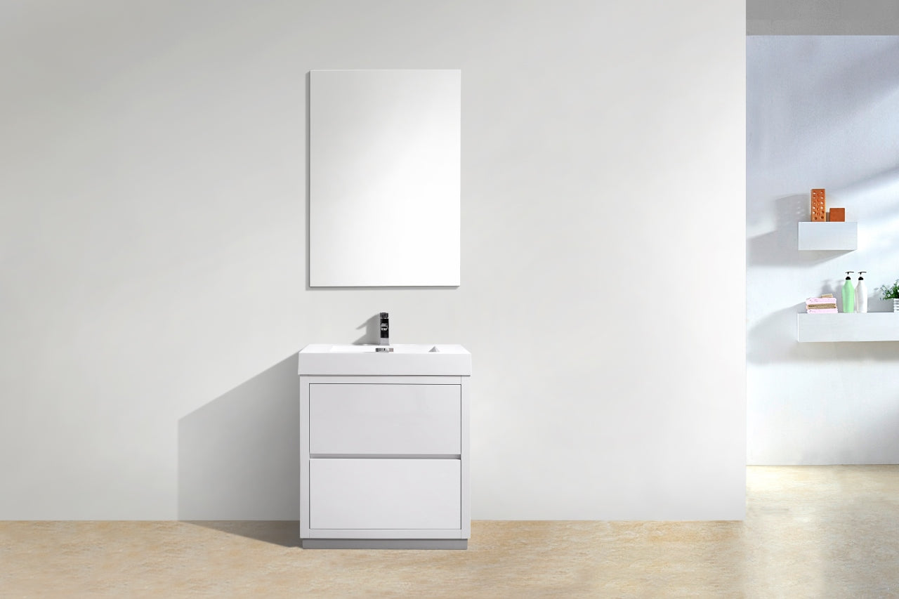 Bliss 30" Gloss White Floor Mount Modern Bathroom Vanity