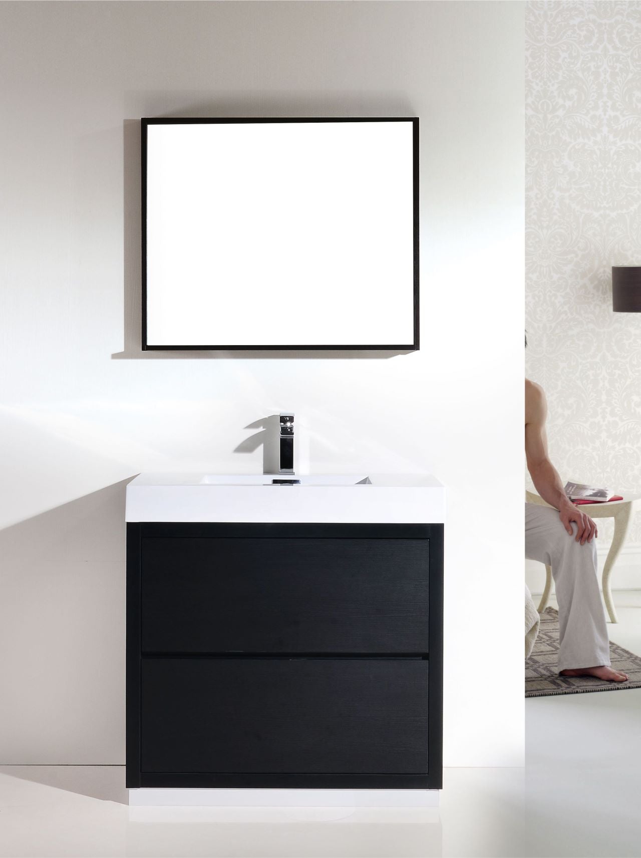 Bliss 36" Black Floor Mount Modern Bathroom Vanity