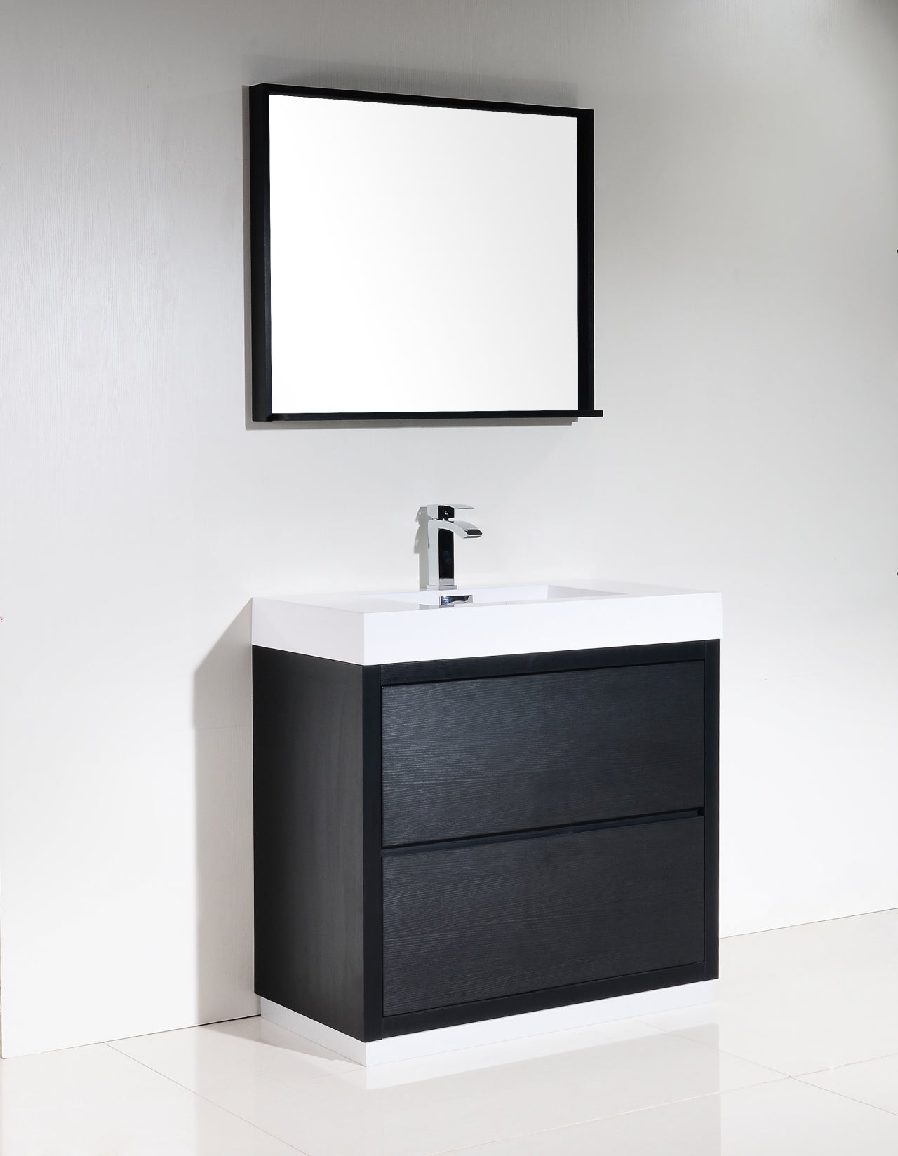 Bliss 36" Black Floor Mount Modern Bathroom Vanity