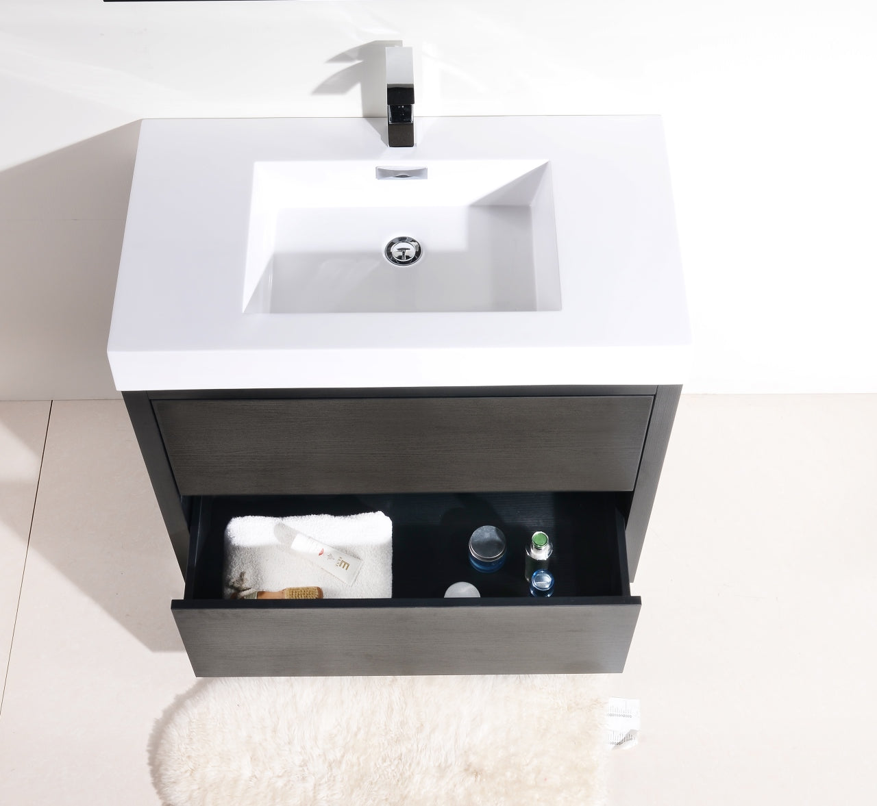 Bliss 36" Black Floor Mount Modern Bathroom Vanity