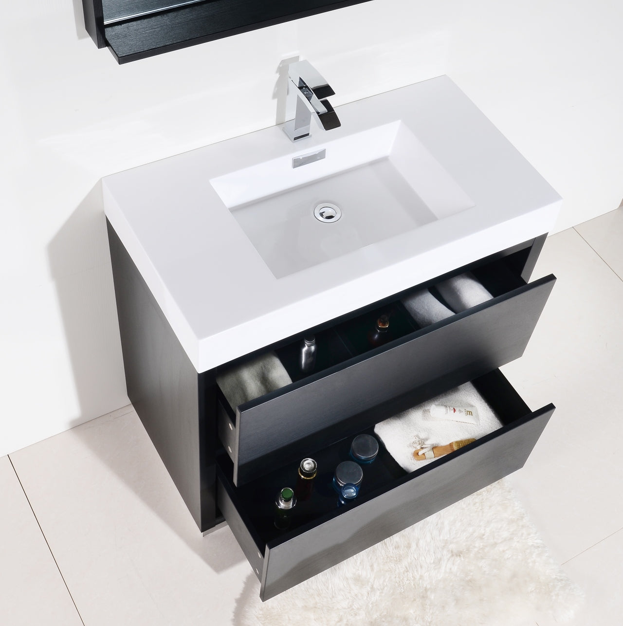Bliss 36" Black Floor Mount Modern Bathroom Vanity