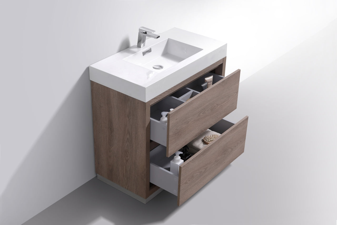 Bliss 36" Butternut Floor Mount Modern Bathroom Vanity
