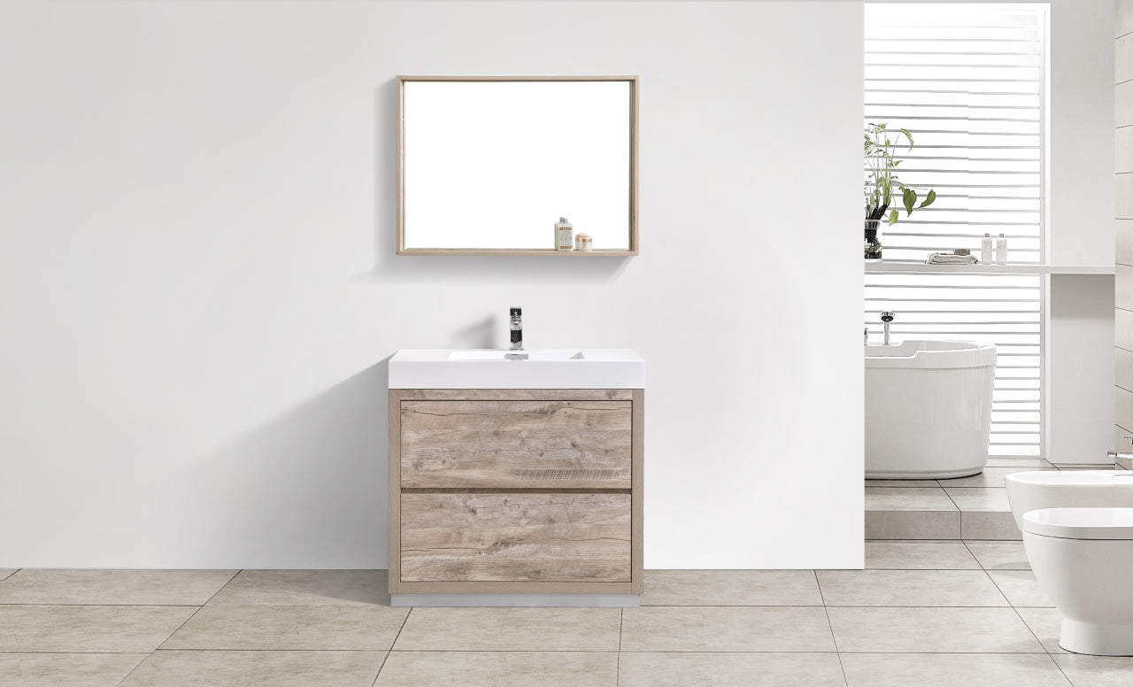 Bliss 36" Nature Wood Floor Mount Modern Bathroom Vanity