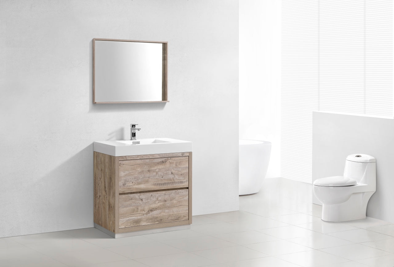 Bliss 36" Nature Wood Floor Mount Modern Bathroom Vanity